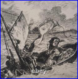 Eugène DELACROIX Jésus sur le Lac de Génésareth, GRAVURE signée, Durand Ruel