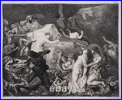 Eugène DELACROIX La chute de Sardanapale, GRAVURE signée, Durand Ruel, 1873
