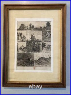 Eugène Delâtre Eau-forte Vieux Montmartre Moulin Debray Galette XIXe Etching Art