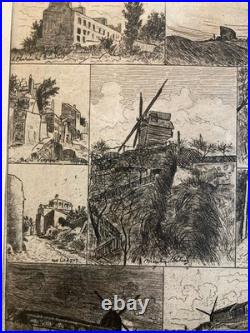 Eugène Delâtre Eau-forte Vieux Montmartre Moulin Debray Galette XIXe Etching Art