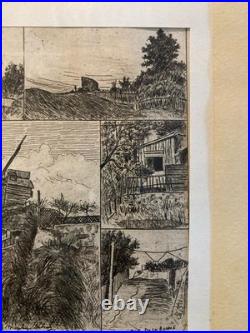 Eugène Delâtre Eau-forte Vieux Montmartre Moulin Debray Galette XIXe Etching Art
