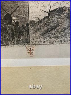 Eugène Delâtre Eau-forte Vieux Montmartre Moulin Debray Galette XIXe Etching Art