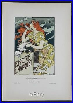 Eugène GRASSET Art Nouveau Lithographie Originale 1896 Encre Marquet Affiche