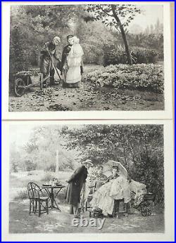 Eugène Girardet Naissance 2 gravures originales 1884