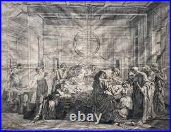 Extrême onction Gravure par Jean Dughet, d'après Nicolas Poussin, XVIIe
