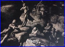 FAUST AU SABBAT CHIFFLART/BAHUET XIXe Signé Collection Rare Lithographie