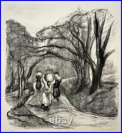 FORET FEMMES PORTEUSES Lithographie JEAN LOUIS BOUSSINGAULT 4/25 XX°
