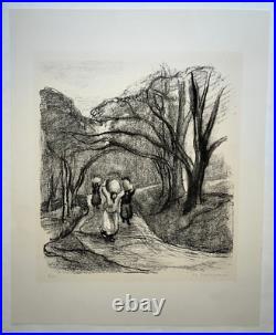 FORET FEMMES PORTEUSES Lithographie JEAN LOUIS BOUSSINGAULT 4/25 XX°