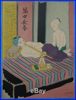 FOUJITA le fumeur d'opium LITHOGRAPHIE originale en couleur signée #1928