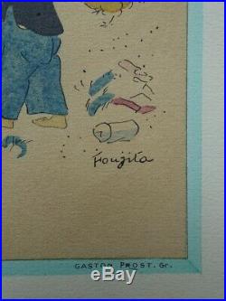 FOUJITA le joueur LITHOGRAPHIE originale en couleur signée #1928