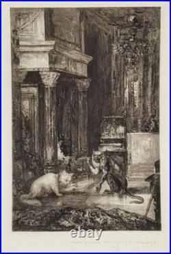 Félix BRACQUEMOND (Paris 1833 1914) Le singe. 1886 Eau-forte d'après Moreau