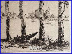 Félix Braquemond gravure etching Eau forte Paysage Les Trembles Peupliers Arbres