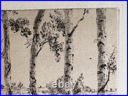 Félix Braquemond gravure etching Eau forte Paysage Les Trembles Peupliers Arbres