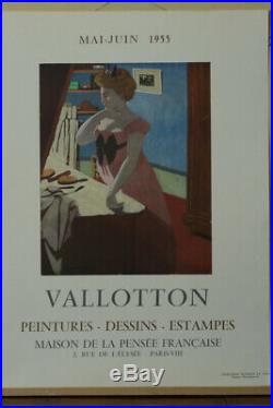 Felix Vallotton Nabi Affiche Originale Exposition Paris 1955 Portrait Rare
