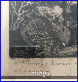 Fontaine près de Meulan Gravure Estampe eau forte de 1760 par F. E. Weirotter