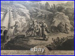 Fontaine près de Meulan Gravure Estampe eau forte de 1760 par F. E. Weirotter