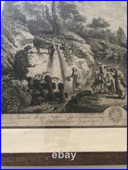 Fontaine près de Meulan Gravure Estampe eau forte de 1760 par F. E. Weirotter
