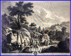 Fontaine près de Meulan Gravure Estampe eau forte de 1760 par F. E. Weirotter