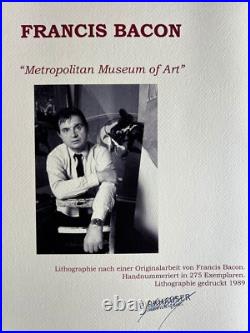 Francis Bacon Lithographie COA Signé Stylo A Numéroté au Crayon Limité 275