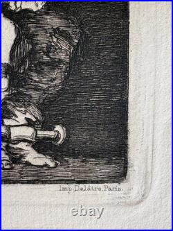Francisco de GOYA gravure Eau Forte Etching Menotte Le Petit Prisonnier 1867