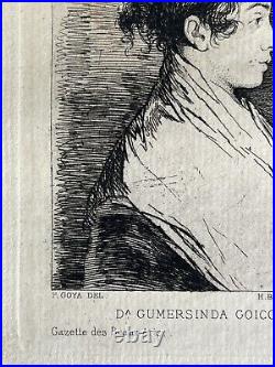 Francisco de GOYA gravure etching Eau forte originale Gumersinda Goicoechea
