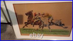 Francisque Rebour- Lithographie, chevaux, joueurs de polo