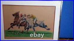Francisque Rebour- Lithographie, chevaux, joueurs de polo