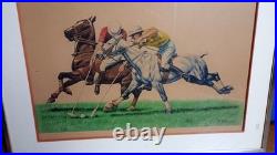 Francisque Rebour- Lithographie, chevaux, joueurs de polo