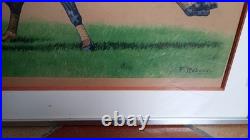 Francisque Rebour- Lithographie, chevaux, joueurs de polo