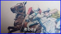 Francisque Rebour- Lithographie, chevaux, joueurs de polo