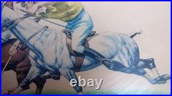 Francisque Rebour- Lithographie, chevaux, joueurs de polo