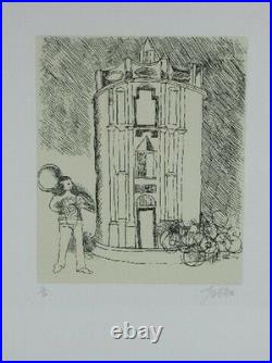 Franco Gentilini Tableau Gravure Lithographie Signée Vintage