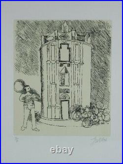 Franco Gentilini Tableau Gravure Lithographie Signée Vintage