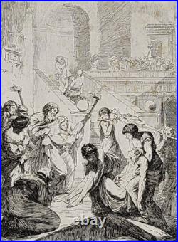 François HUTIN (1685-1758) Ensevelir les morts Eau-forte originale