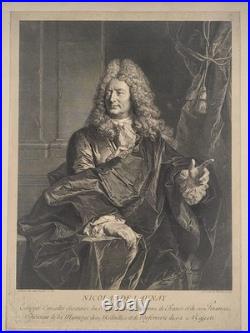 François I CHEREAU (1680-1729) Portrait de Nicolas de Launay -d'après Rigaurd