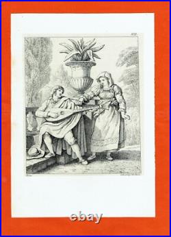GAA45-GRAVURE ORIGINALE-SCÈNE GALANTE-LEGÉ-LITHOGRAPHE-BORDEAUX-19e