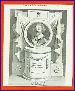 GAA79-GRAVURE ORIGINALE-HENRI DE SCHOMBERG-DUC D'ALLUYN-MARÉCHAL DE FRANCE-18e