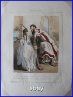 GAVARNI Les Coulisses N°7 1840 Aubert Gravure originale Aquarellée & Gommée