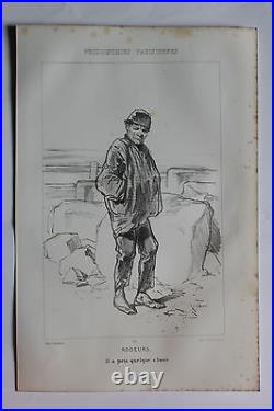 GAVARNI Lithographie originale série PHYSIONOMIES PARISIENNES RODEURS HOMME