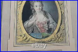 GRAVURE ANCIENNE Élisabeth de France FEMME rehaussée de couleur