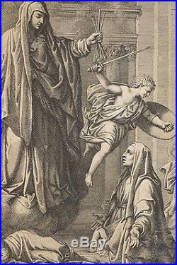 G. AUDRAN Gravure XVII° Sainte Françoise Romaine Fin de la Peste à Rome POUSSIN