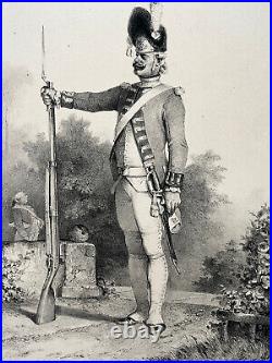 Gardes Suisses Grenadier 1792 LITHOGRAPHIE Auguste Bry CHARLET Militaria XIX°