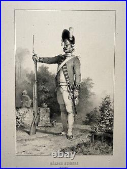 Gardes Suisses Grenadier 1792 LITHOGRAPHIE Auguste Bry CHARLET Militaria XIX°