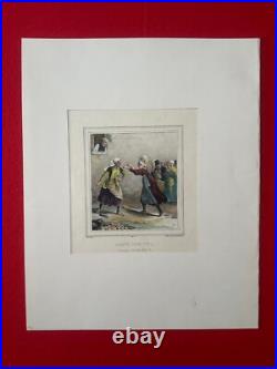 Gck/17-gravure Originale-aquarellée À La Main-voilà Pour Toi! -galard-légé