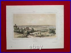 Gck/19-gravure Originale-aquarellée À La Main-vue Générale-la Cote De Cenon