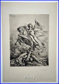 Genie Arts Pegase GRAVURE Eau Forte FRANCOIS CHIFFLART Cadart XIX°