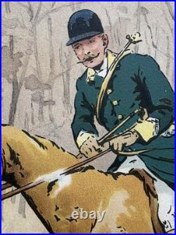 Georges Busson Gravure lithographie Venerie Chasse À Courre cerf Meute De Chiens