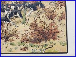 Georges Busson Gravure lithographie Venerie Chasse À Courre cerf Meute De Chiens