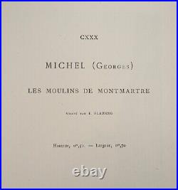 Georges MICHEL Les moulins de Montmartre Gravure, Signée #Durand Ruel 1873