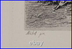Georges MICHEL Troncs d'arbres, Gravure, Signée, #Durand Ruel, 1873